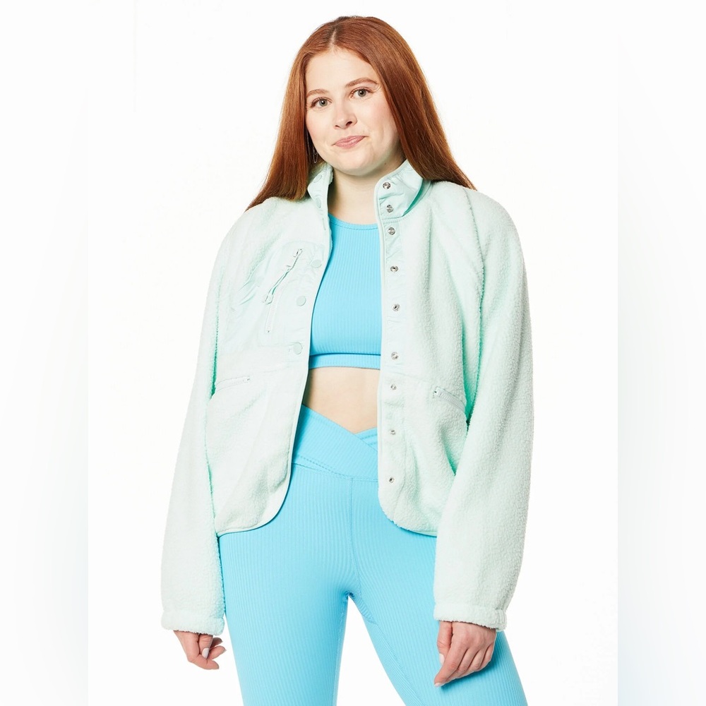 Free People FP Movement Hit The Slopes Fleece Jacket $148 Pistachio Mint size - Picture 14 of 16